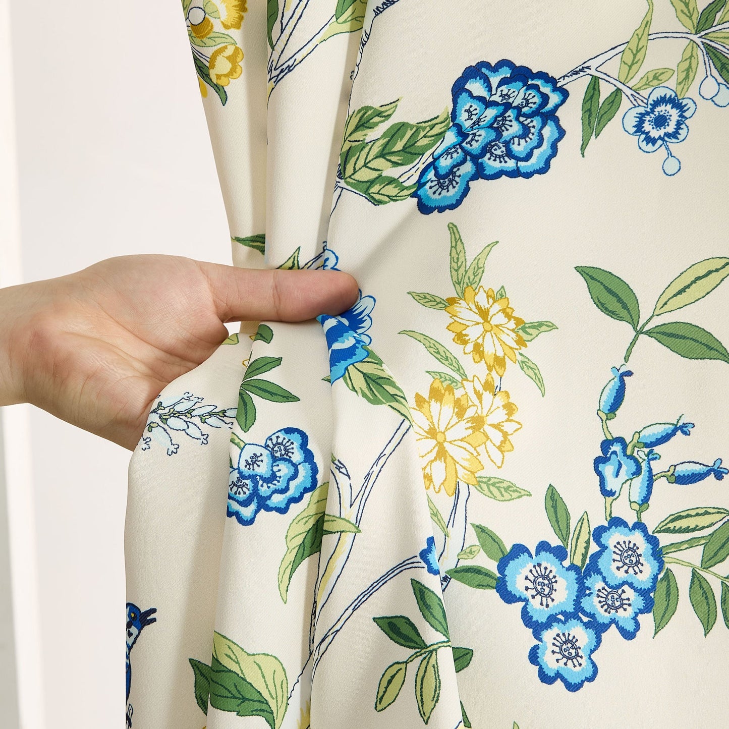 Scarlet Floral & Birds Back Tab Rod Pocket Room Darkening Window Curtains - Pair