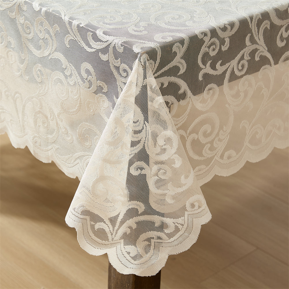 Scroll Lace Round Fabric Tablecloth