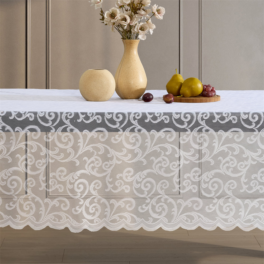 Scroll Lace Round Fabric Tablecloth
