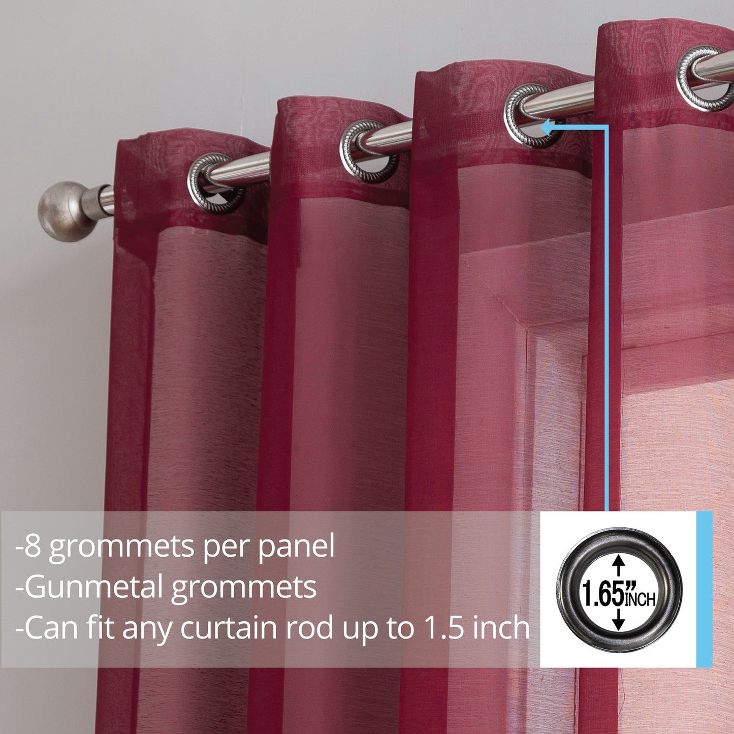 Victoria Semi-Sheer Grommet Curtain Panels