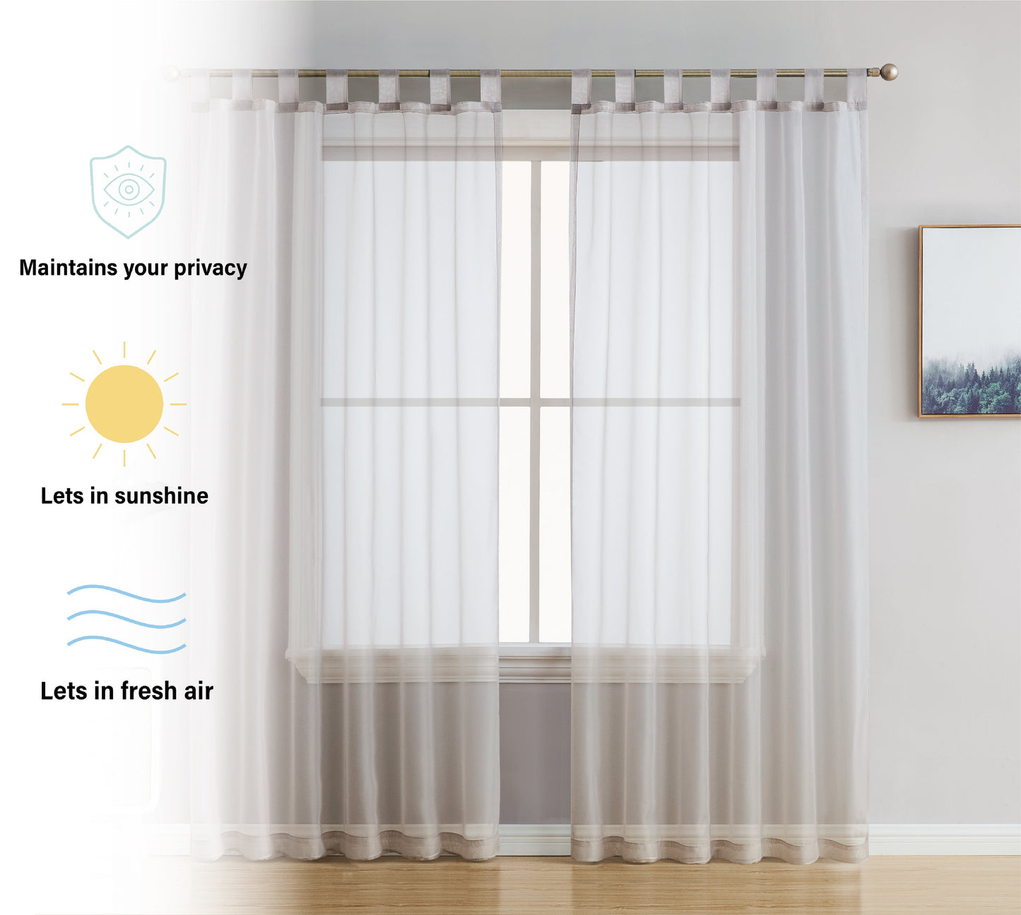 Sheer Voile Tab Top Curtain Panels