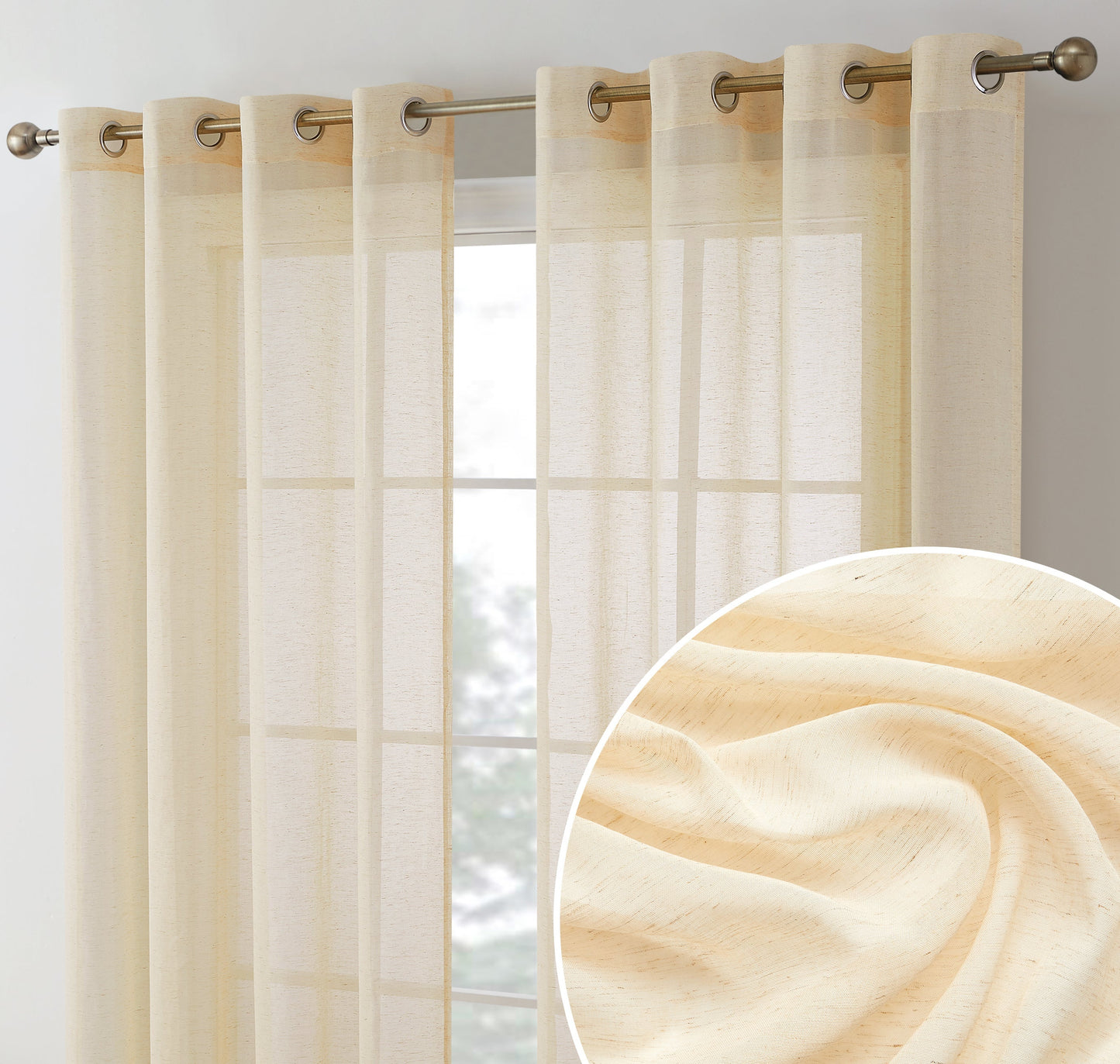 Sierra Linen Sheer Grommet Curtain Panels