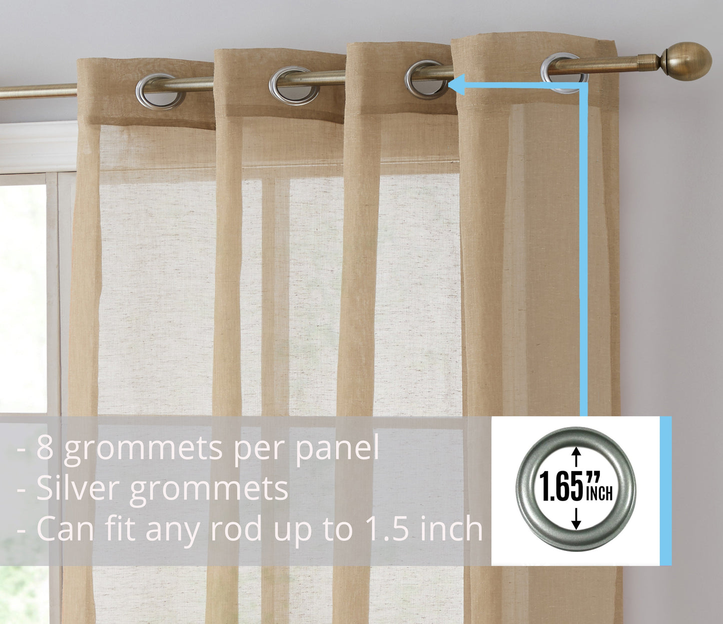 Sierra Linen Sheer Grommet Curtain Panels