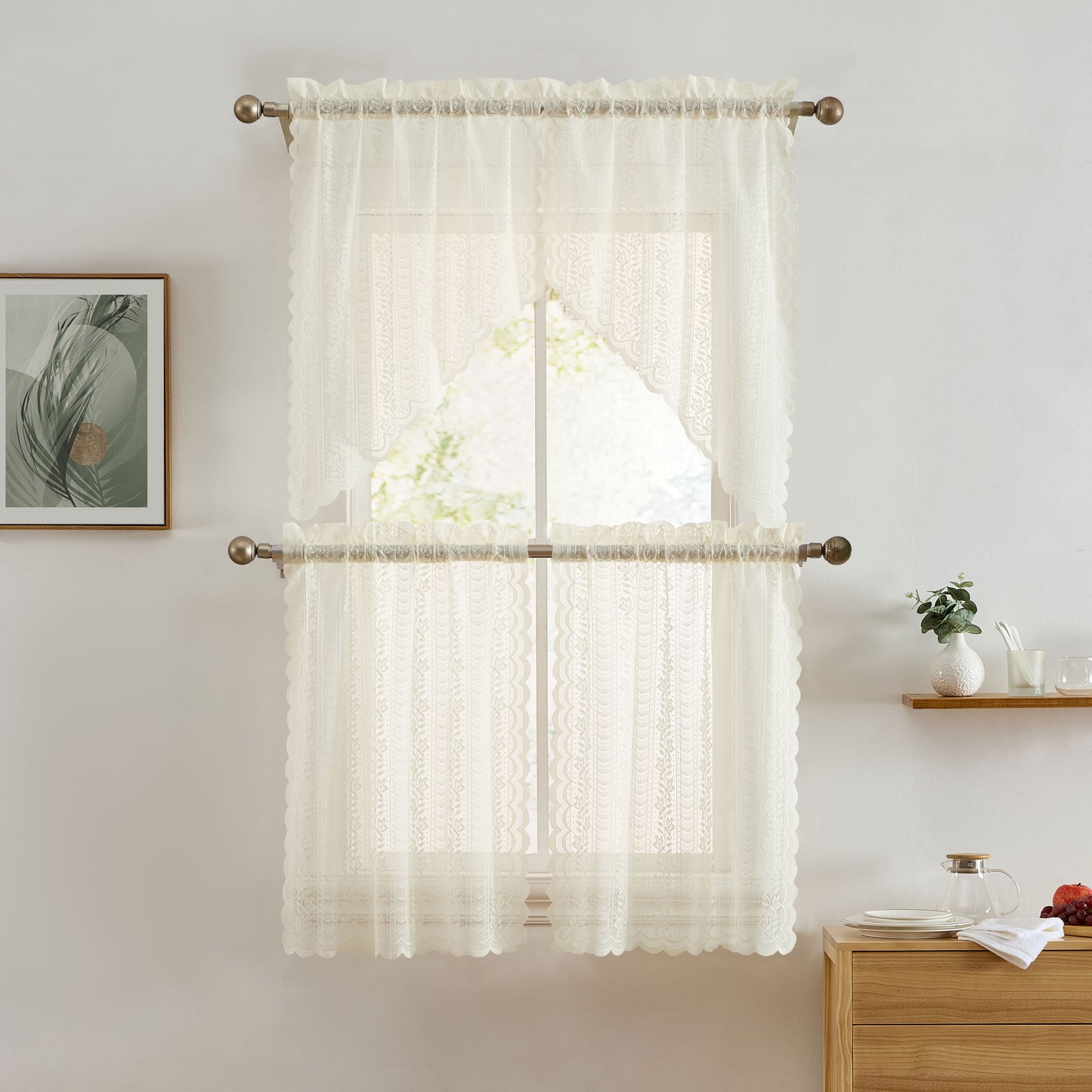 Sophia Floral Sheer Rod Pocket Valance