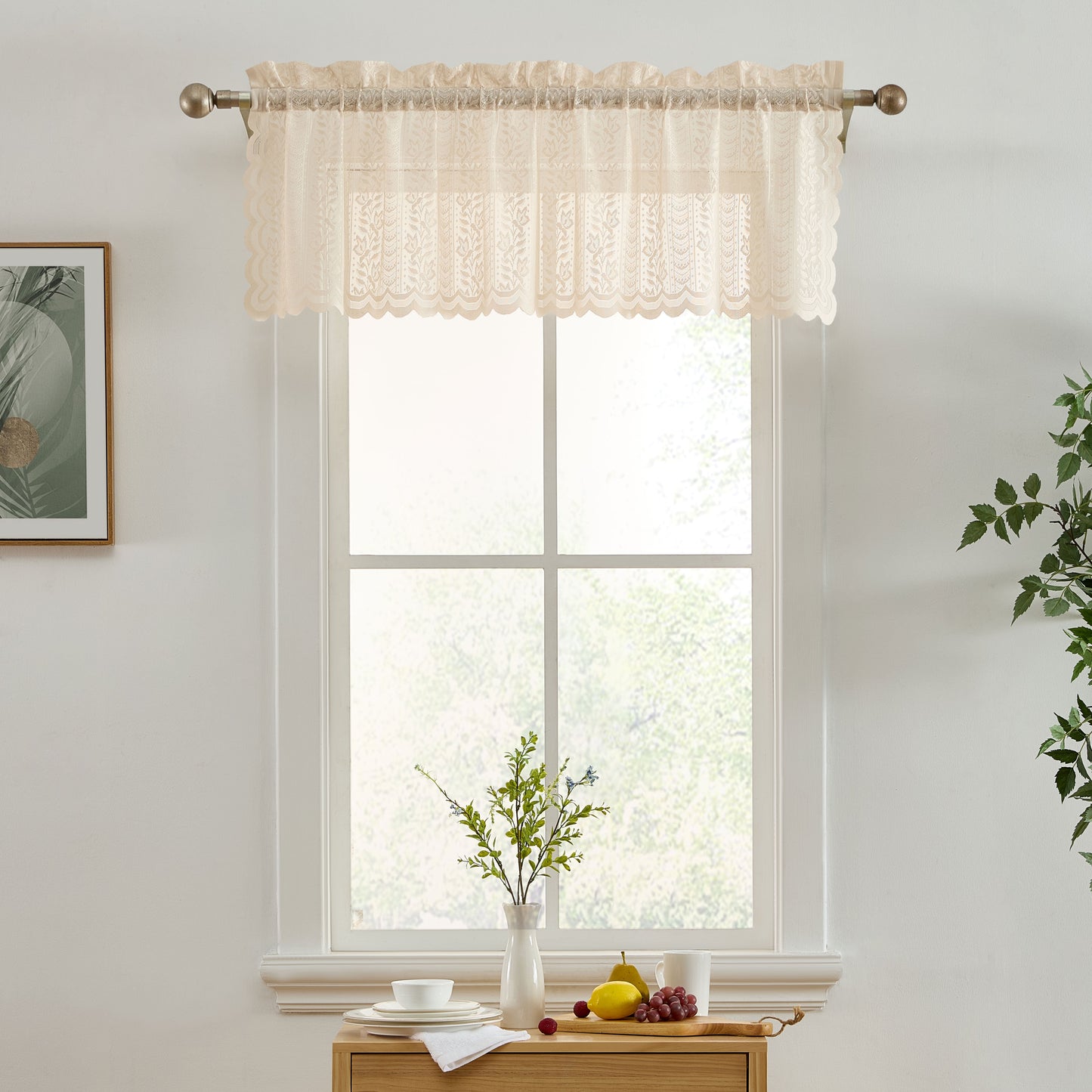 Sophia Floral Sheer Rod Pocket Valance