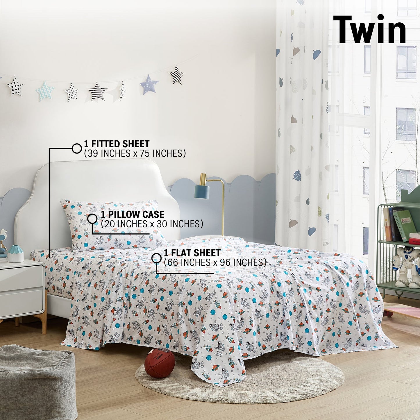 Astronaut Space Man UFO Kids Boys Bed Sheets
