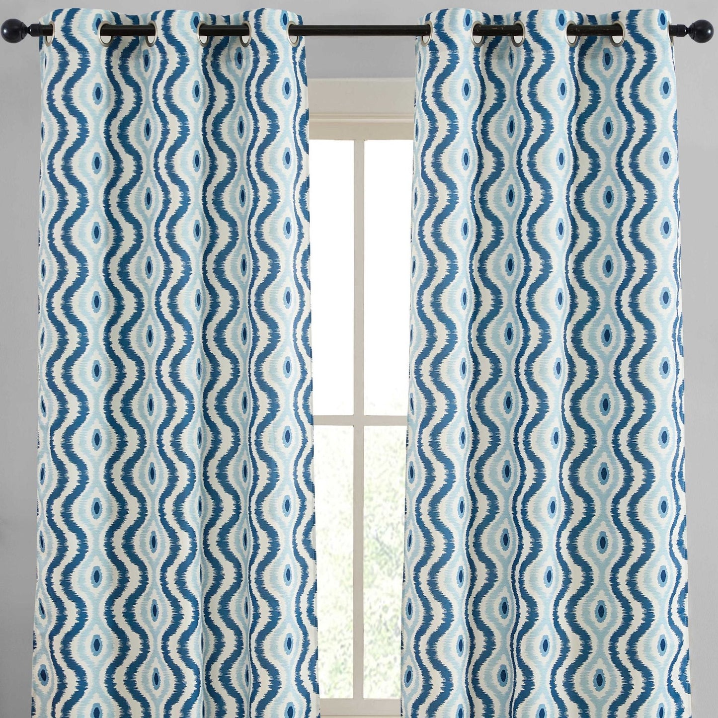 Tanner Ogee Boho Geometric Damask Grommet Room Darkening Window Curtains - Pair