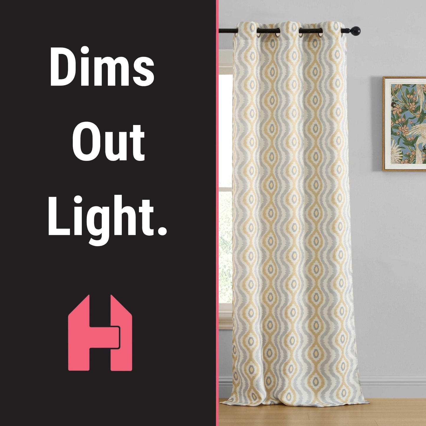 Tanner Ogee Boho Geometric Damask Grommet Room Darkening Window Curtains - Pair