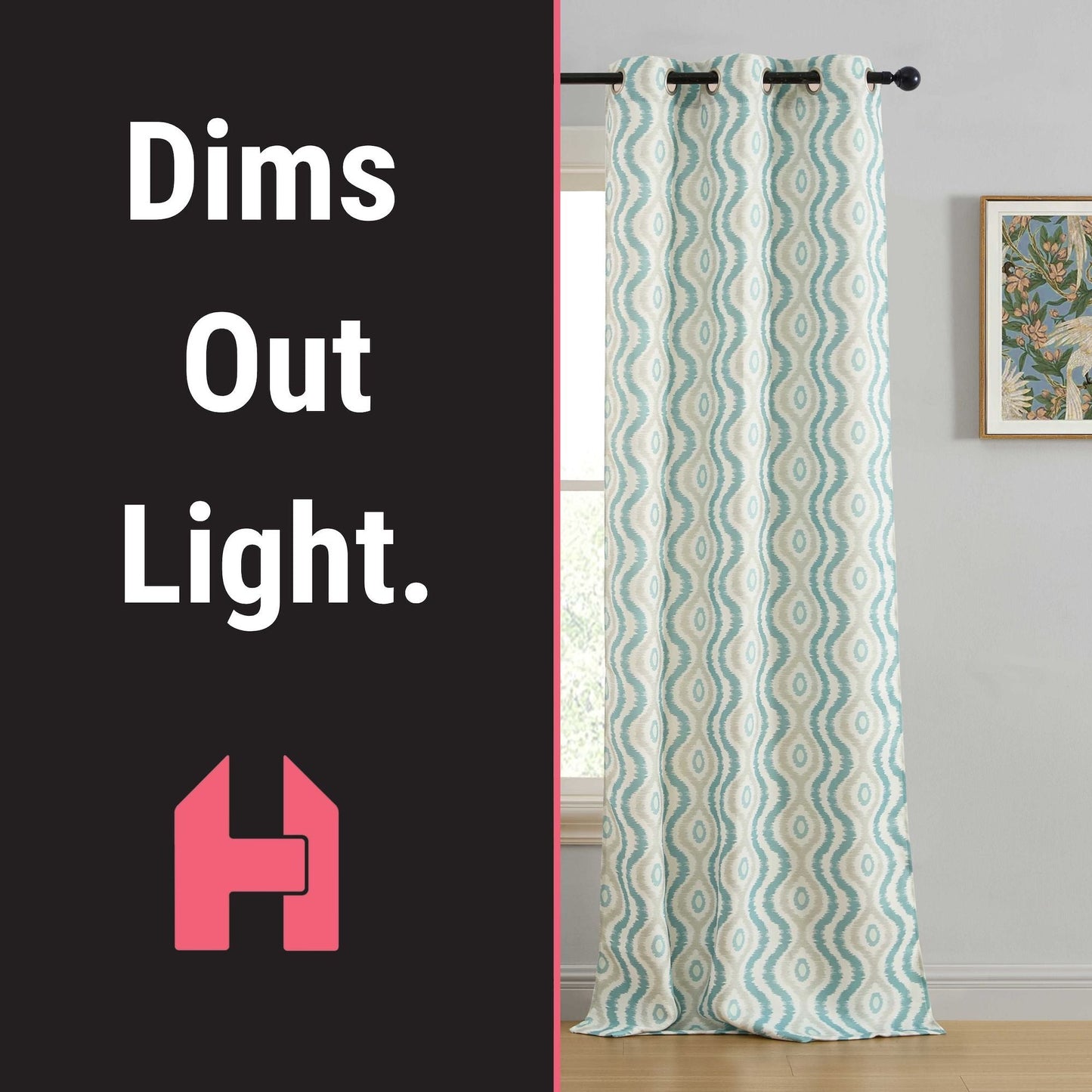 Tanner Ogee Boho Geometric Damask Grommet Room Darkening Window Curtains - Pair