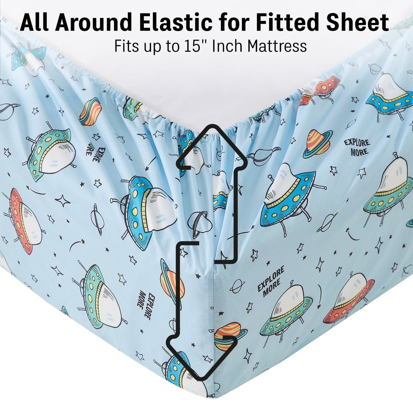 Astronaut Space Man UFO Kids Boys Bed Sheets