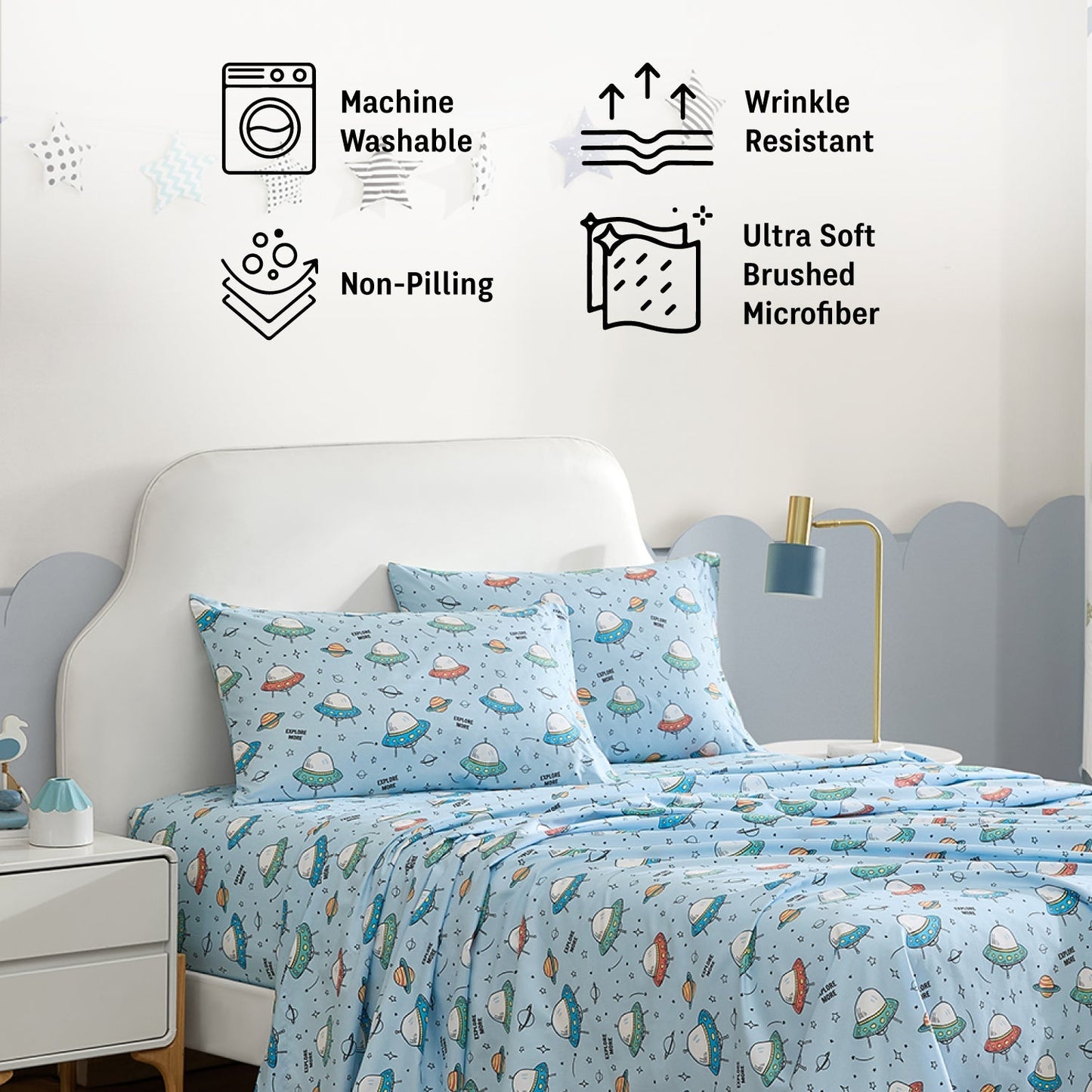 Astronaut Space Man UFO Kids Boys Bed Sheets