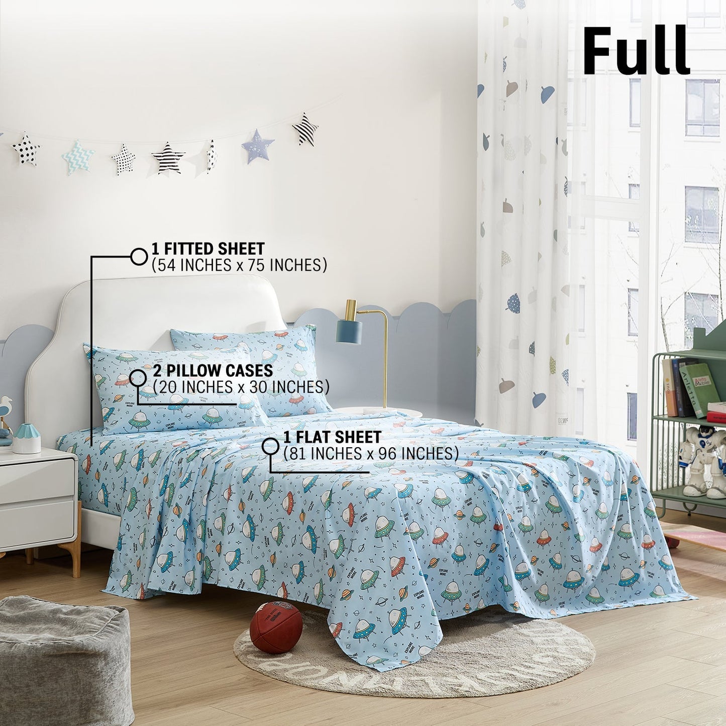 Astronaut Space Man UFO Kids Boys Bed Sheets