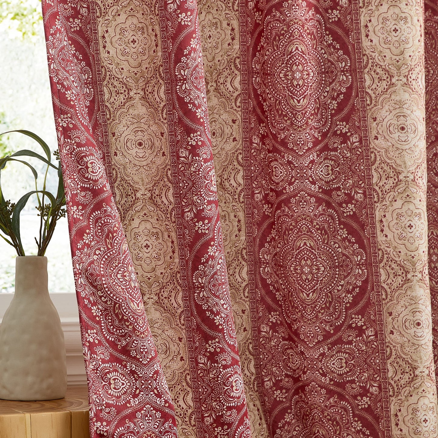 William Boho Damask Striped Room Darkening Curtains - Set of 2