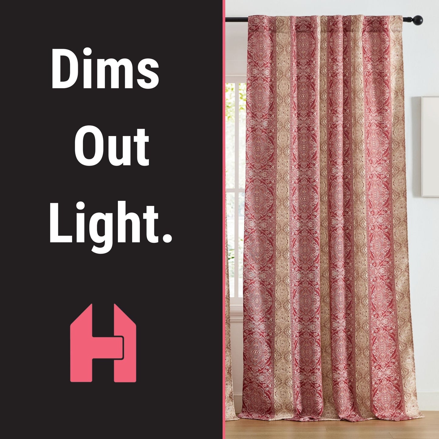 William Boho Damask Striped Room Darkening Curtains - Set of 2