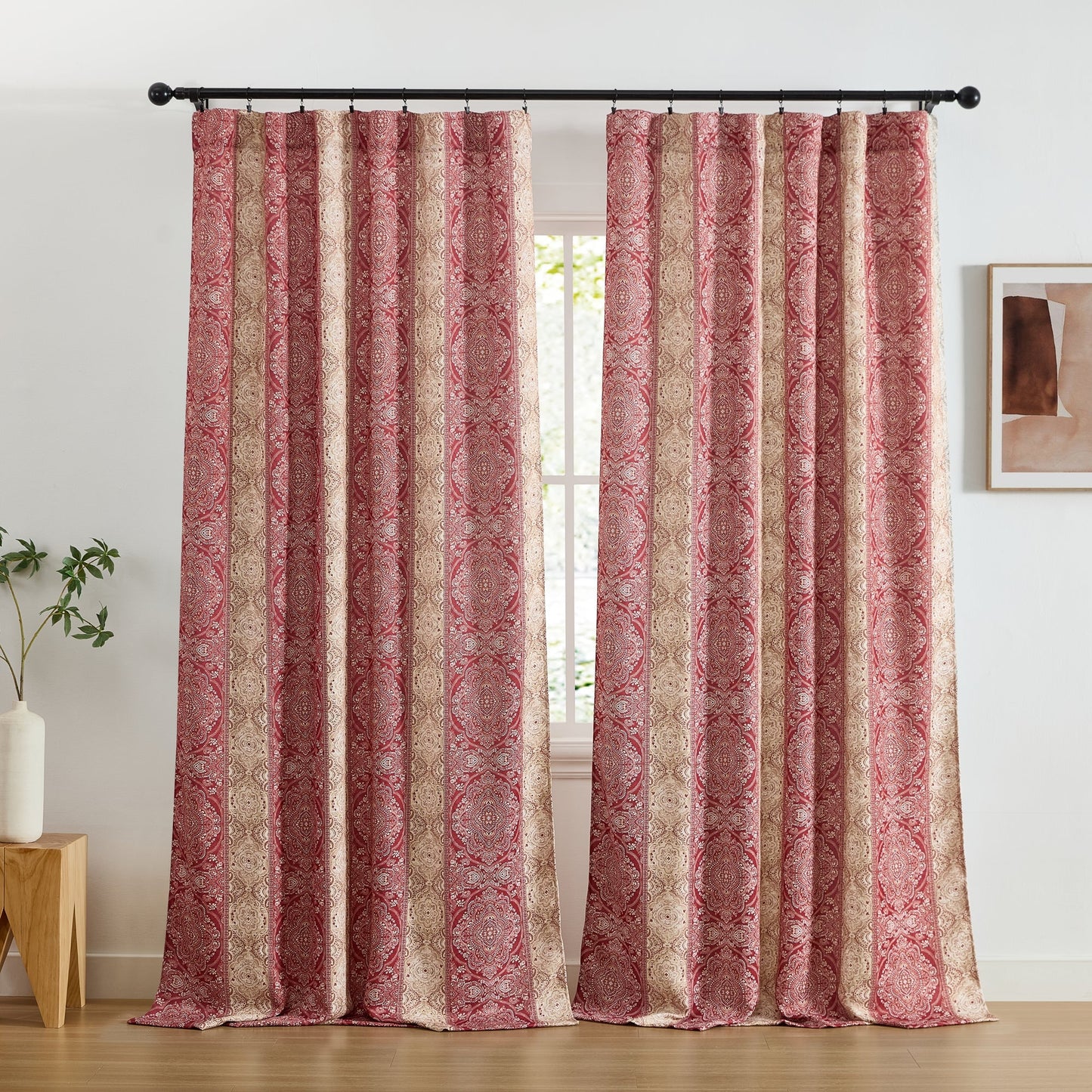 William Boho Damask Striped Room Darkening Curtains - Set of 2