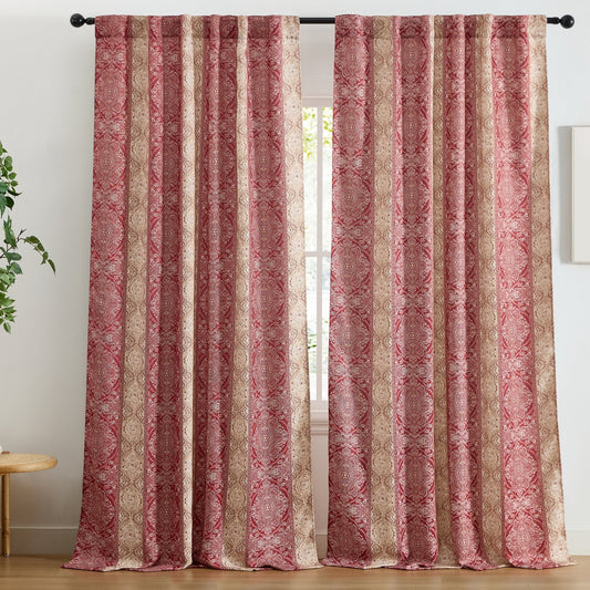 William Boho Damask Striped Room Darkening Curtains - Set of 2