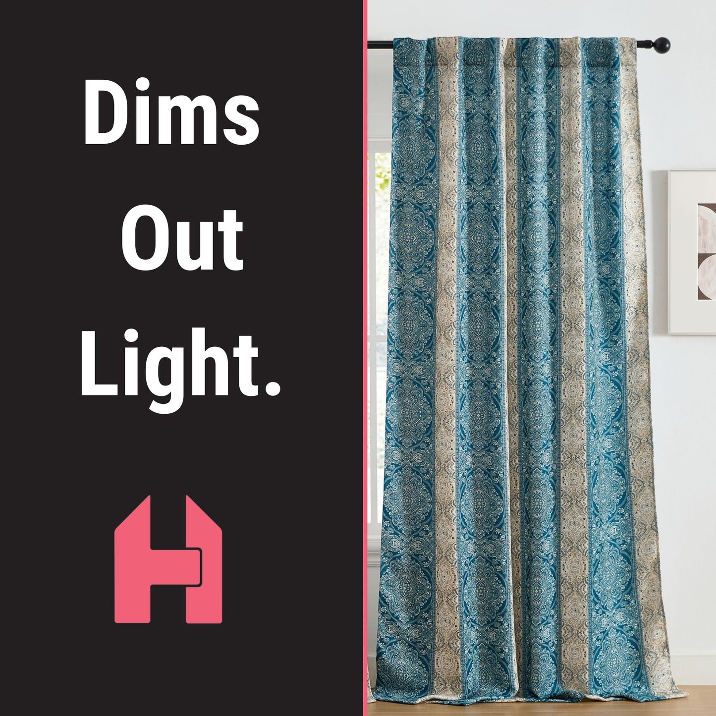 William Boho Damask Striped Room Darkening Curtains - Set of 2