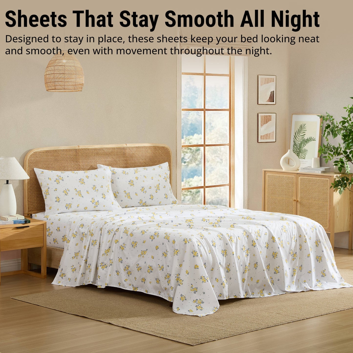 Blue Yellow Floral Bed Sheets