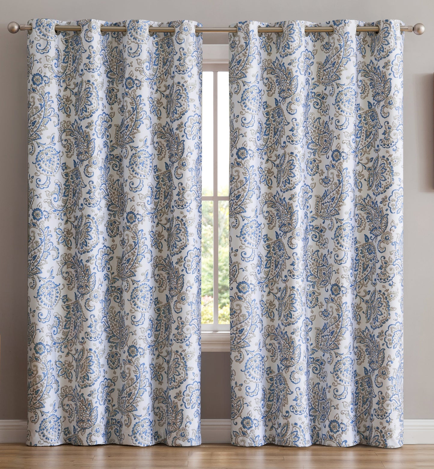 Amalfi Paisley Floral 100% Blackout Grommet Curtain Panels
