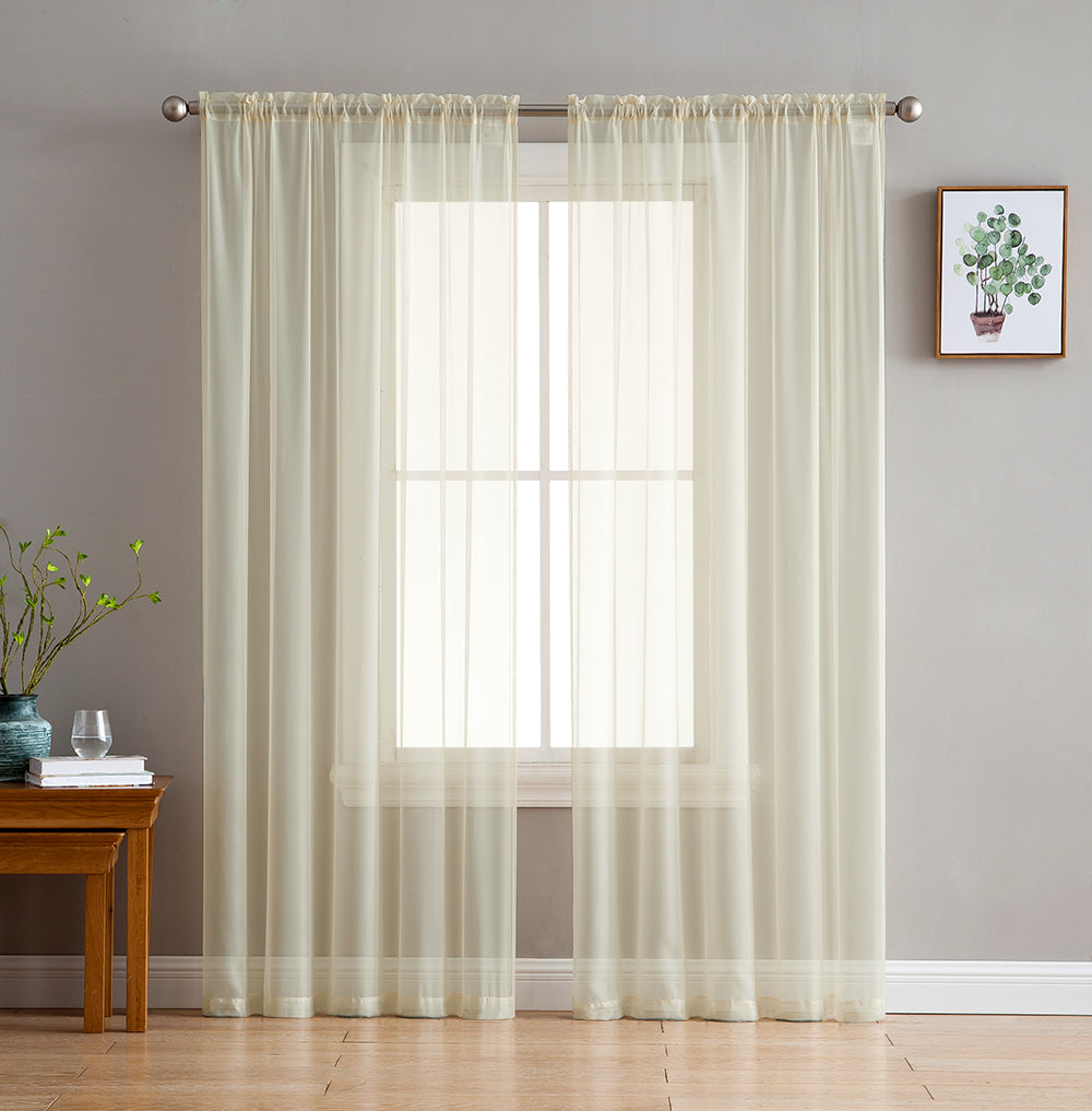 Lucento Sheer Voile Rod Pocket Curtain Panels