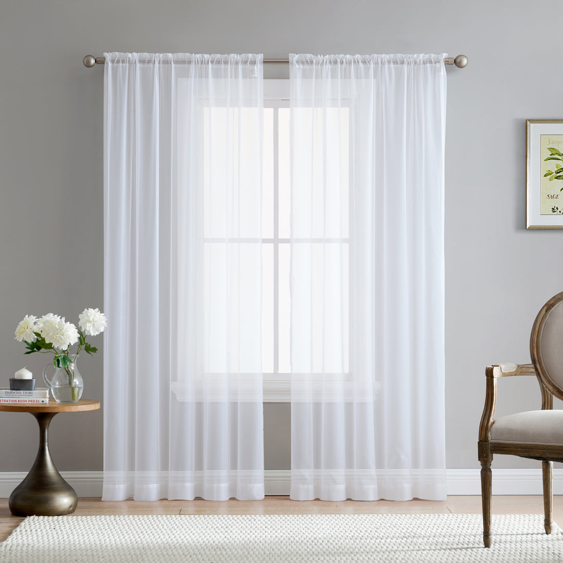 Lucento Sheer Voile Rod Pocket Curtain Panels