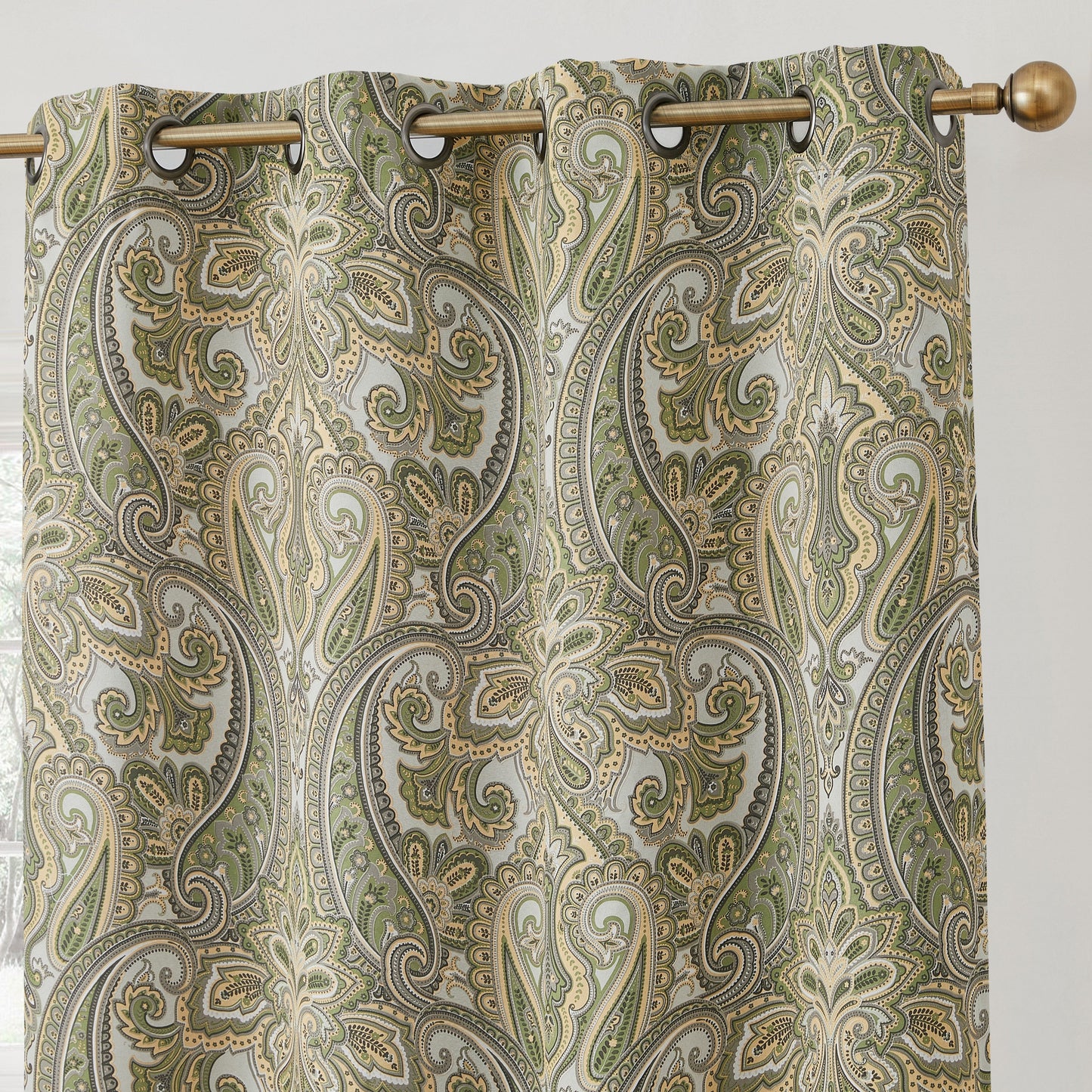 Paris Paisley Floral Room Darkening Grommet Curtain Panels