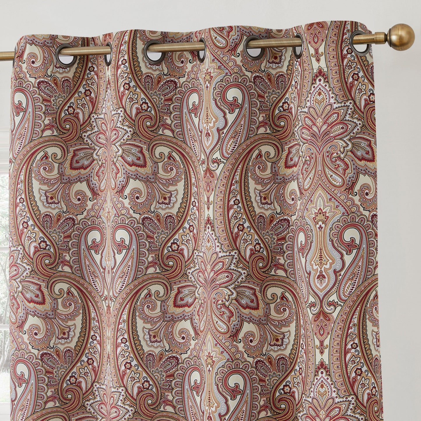 Paris Paisley Floral Room Darkening Grommet Curtain Panels