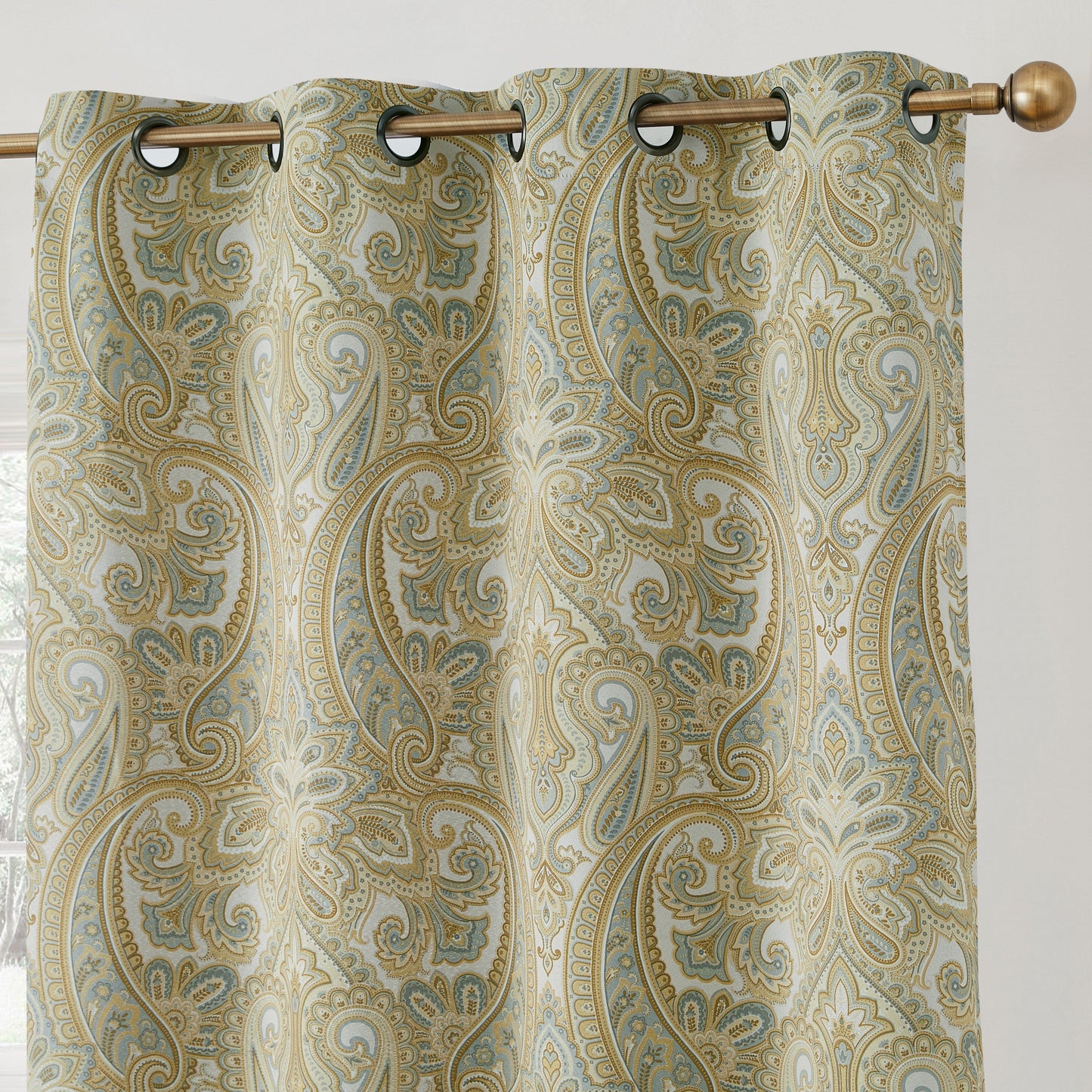 Paris Paisley Floral Room Darkening Grommet Curtain Panels